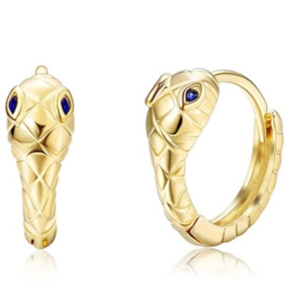 Gold Toned Snake Huggie Hoop Earrings (NWOT)
